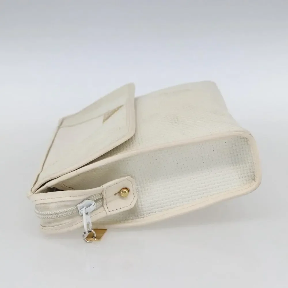 Saint Laurent Coated Canvas Clutch Bag White Gold